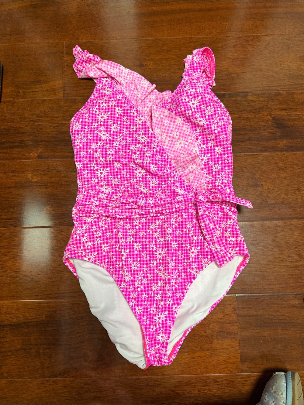 Lilly Pulitzer Pink Floral One-Piece Swimsuit with Ruffle